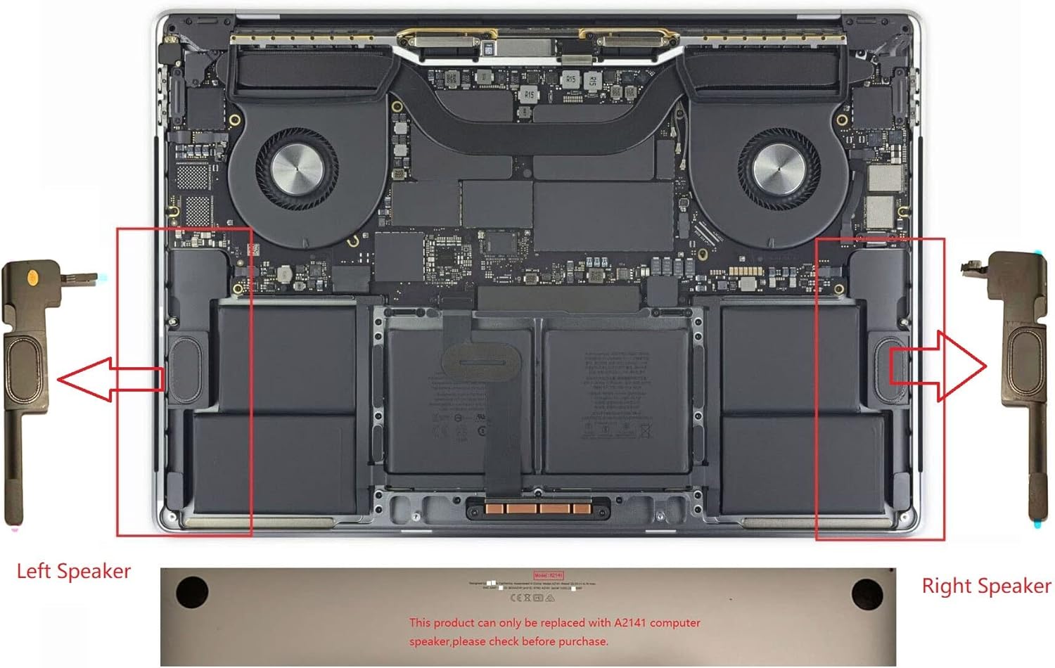 Internal Right and Left Speaker Replacement for MacBook Pro 16" inch A2141 2019 2020 Year 661-13161, 661-13162