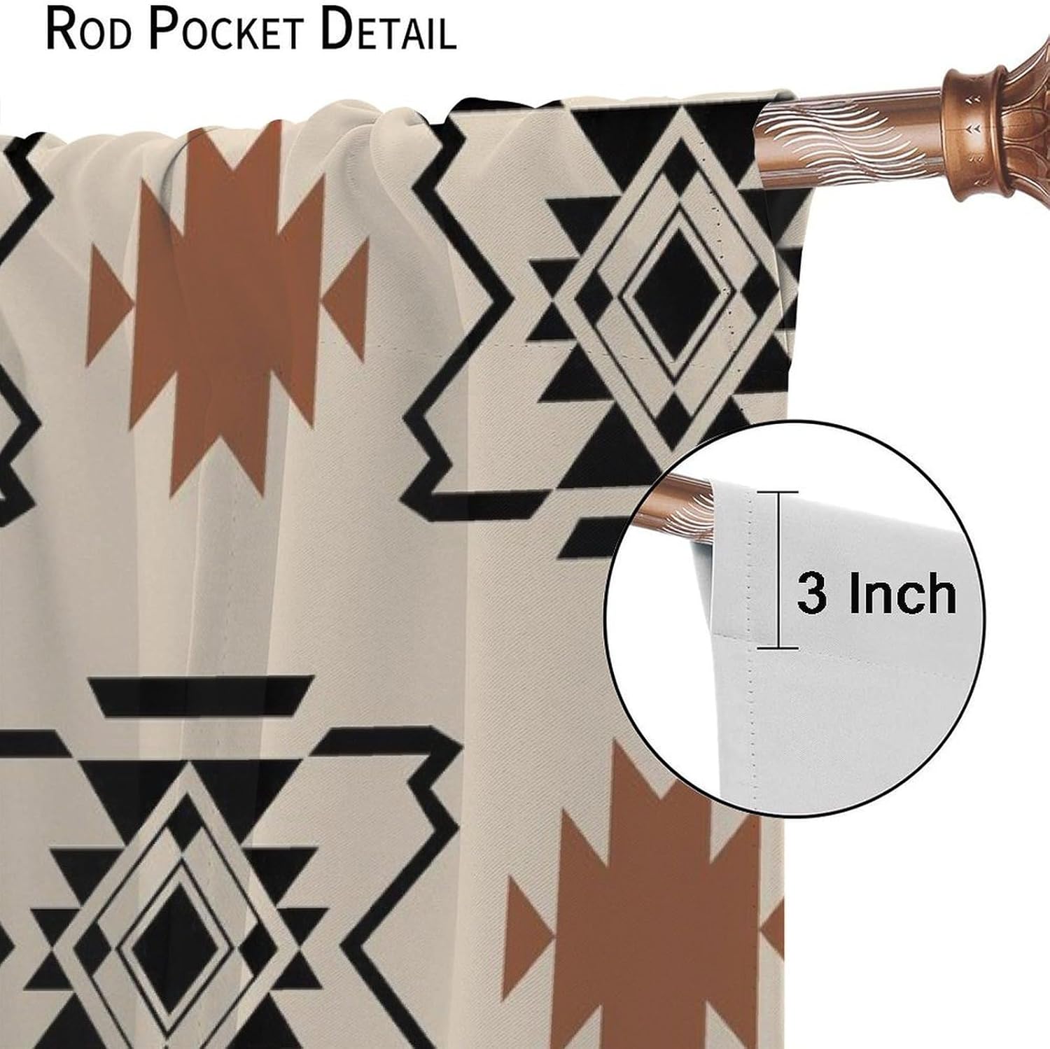 Western Aztec Curtains Vintage Boho Abstract Pattern Geometric Art Printed Blackout Window Drapes for Bedroom Kitchen Decor Fabric Set 2 Panel 42x45 Inch 80% Shading Rate