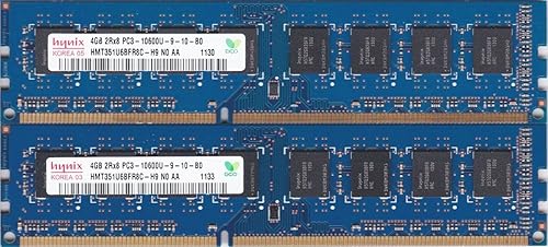 Kit de 8 GB, (2 x 4 GB) DIMM de 240 pines, DDR3 PC3-10600U, doble rango, módulo de memoria RAM no ECC por Hynix (HMT351U6CFR8C-H9)