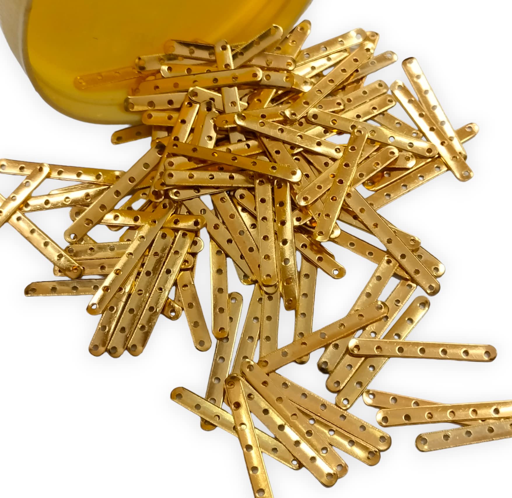 Jaipri Golden Finish Connector Beads Spacer Charms for Jewellery Making (7 Hole Patti) (Size:- 30x3 mm, Pack of 20 Pieces)-image-45