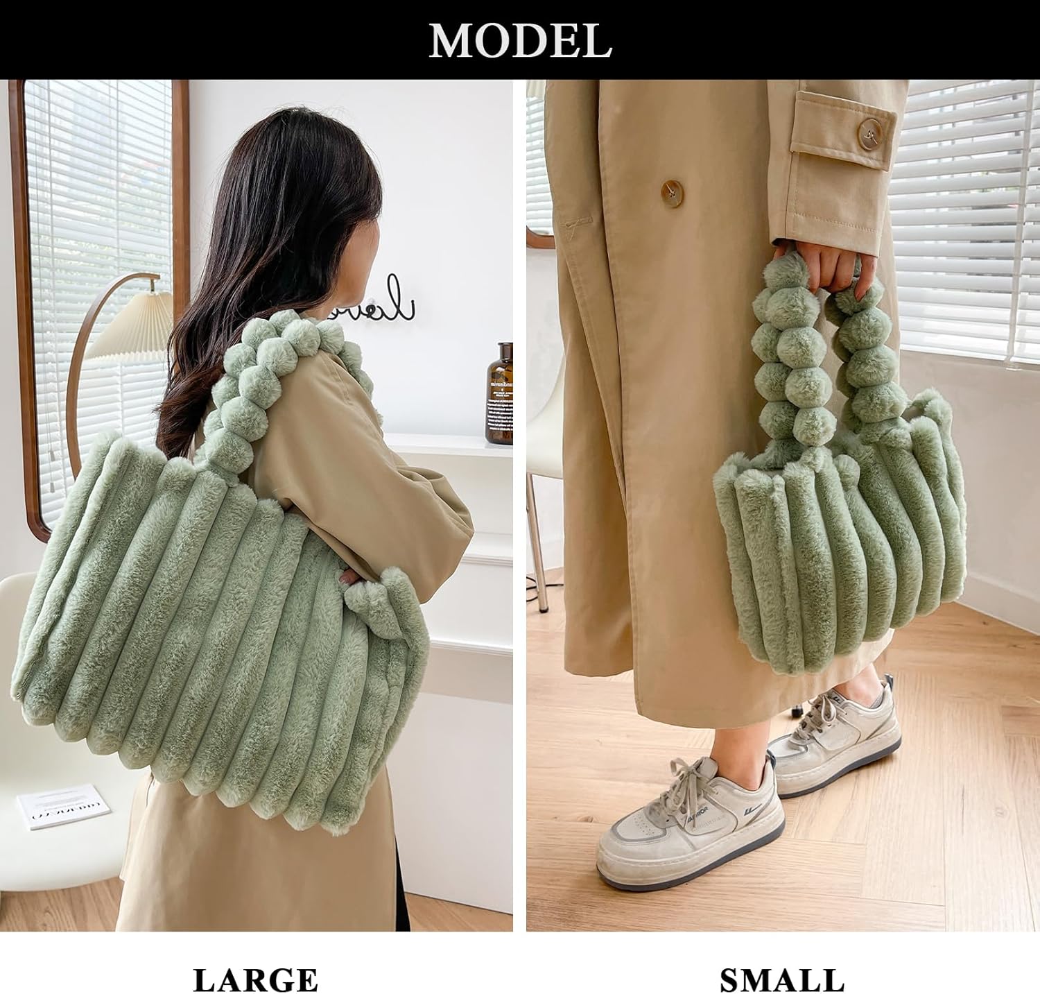 Furry Purse Fluffy Tote Bags for Women Winter Faux Fur Bag Fuzzy Purses and Handbags - Image 3