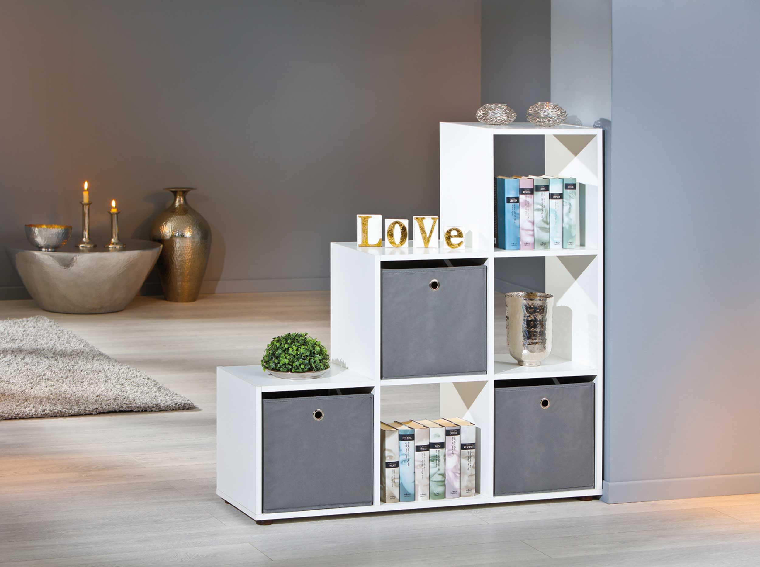 Inter Link - Libreria a 6 cubi - Scaffale con vani a giorno - Divisorio per ambienti - Scaffale a libera installazione - Ripiano per archivi - Melaminico - Compatibile con scatole pieghevoli Winny - Cadore 6