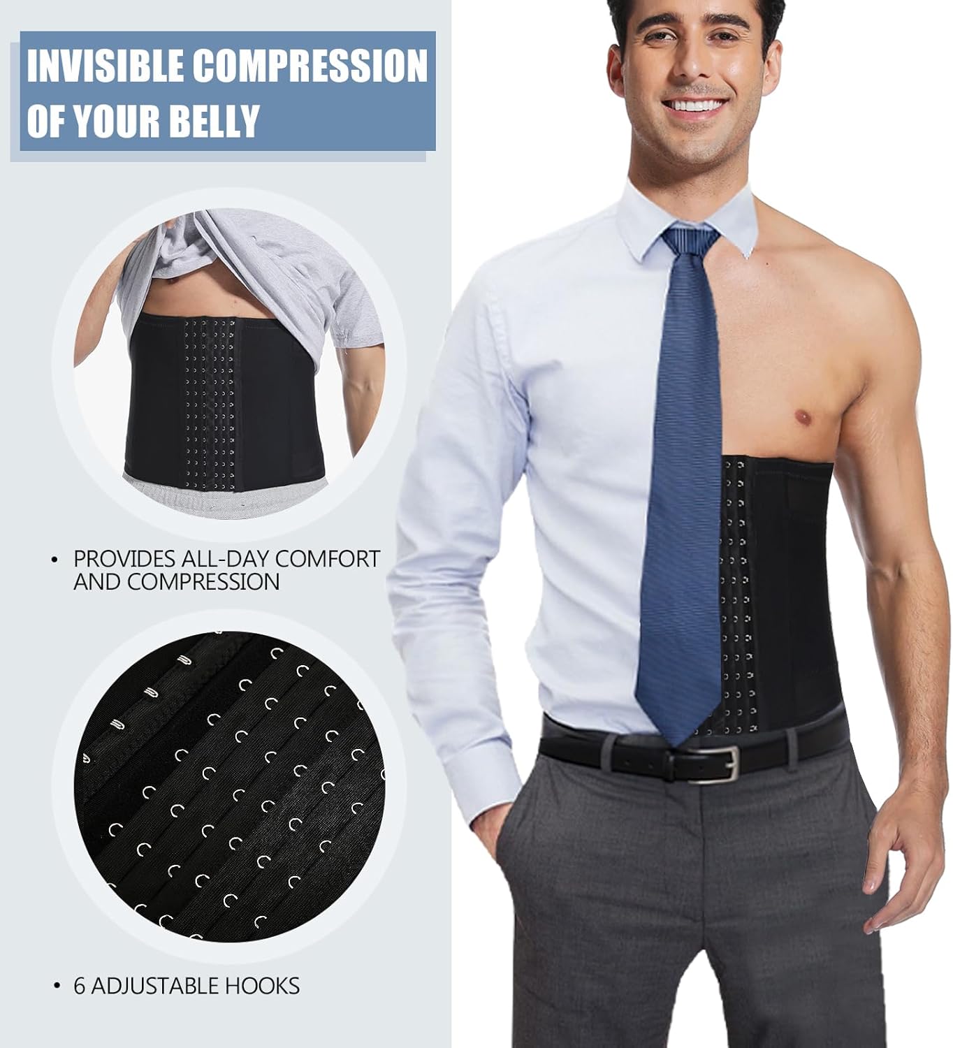 Mens Waist Trainer Trimmer Tummy Control Shapewear Slimming Girdle Stomach Band Back Support Body Shaper Belt - Image 6