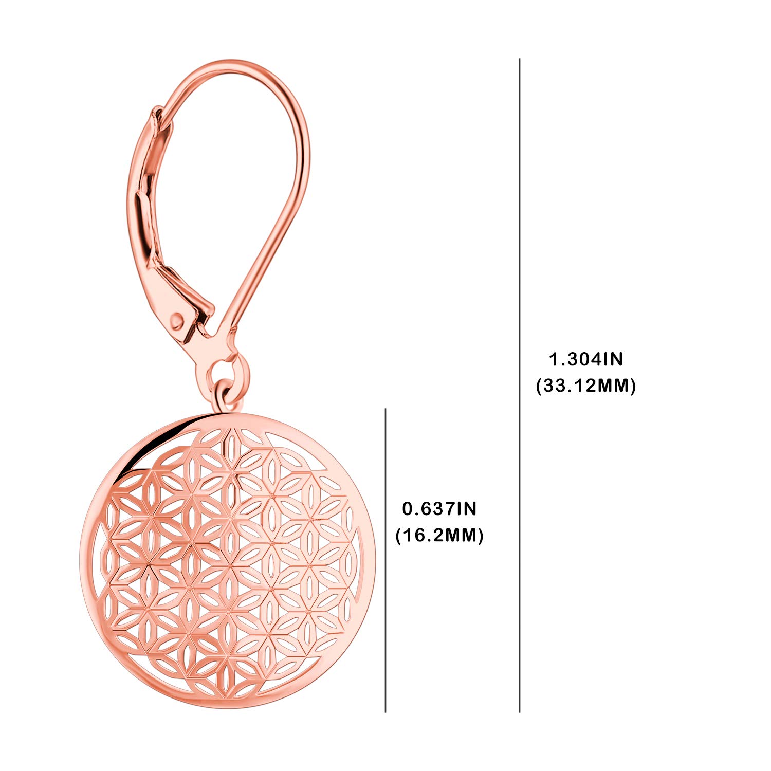 JO WISDOM Mujer Pendientes flor de la vida plata de ley 925 joyería