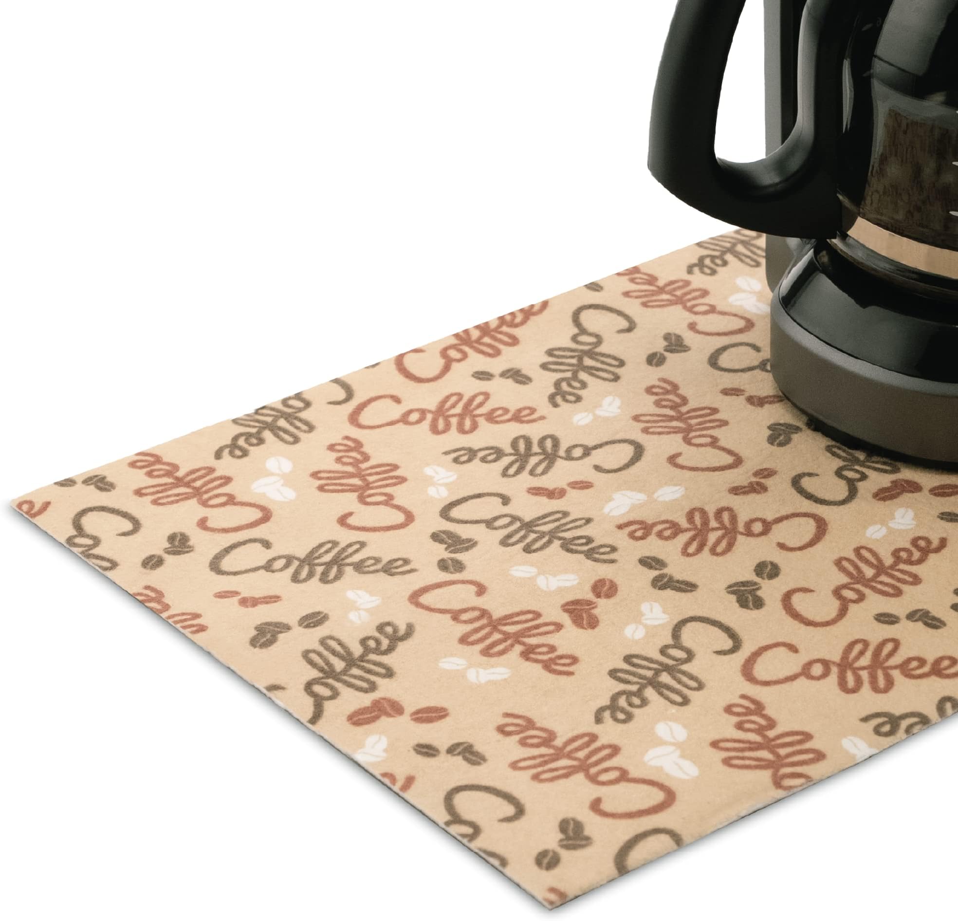S&T INC.Coffee Mat, Absorbent Coffee Bar Mat for Coffee Maker and Espresso Machine, Coffee Maker Mat for Countertops, Coffee Print, 12 in. x 18 in., 1 Pack