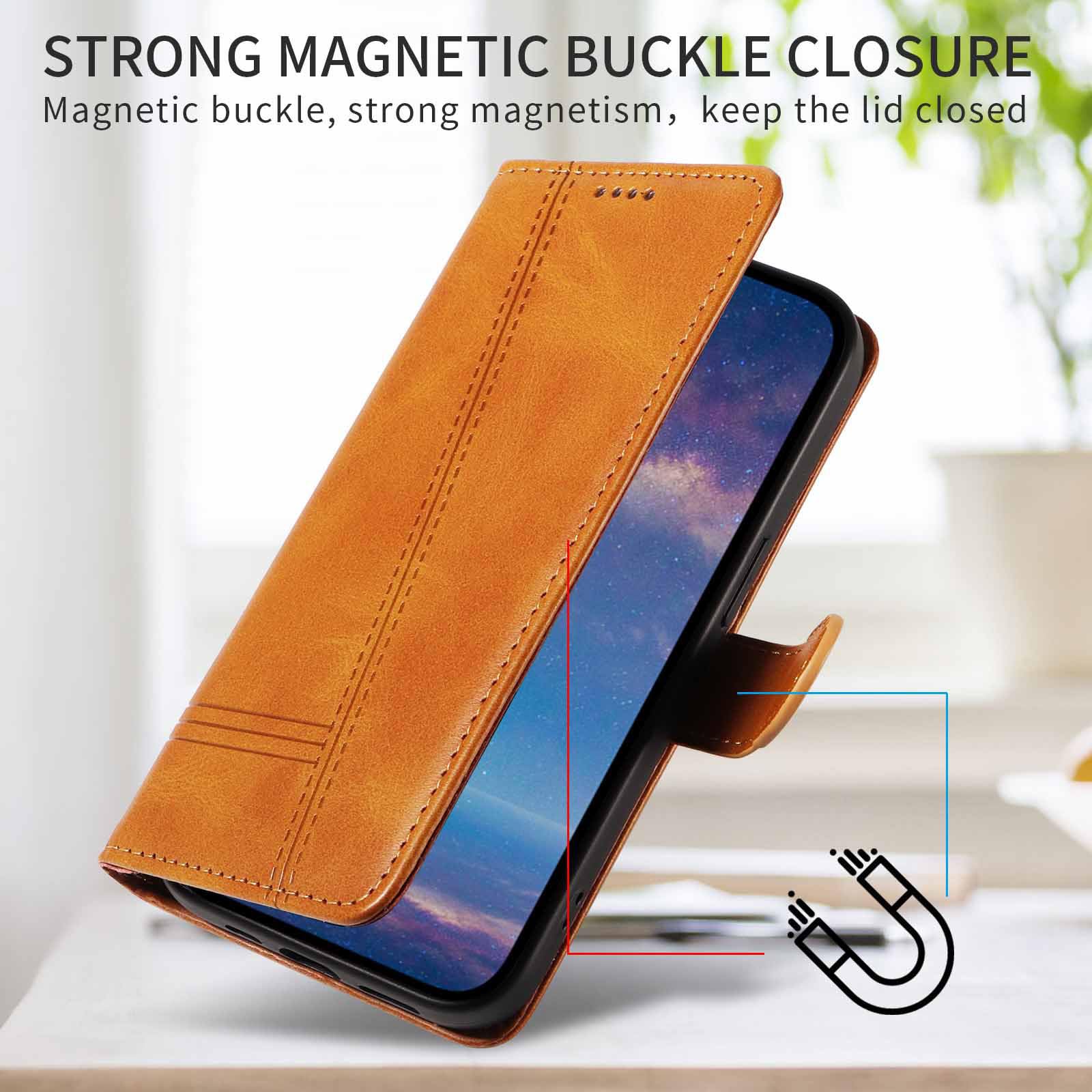 Etui z klapką do Samsung Galaxy S25 Ultra/S25 Plus/S25, skórzane etui portfelowe na telefon z stojakiem na karty, etui foliowe, odporne na wstrząsy, z tworzywa TPU wewnątrz, żółte, S25