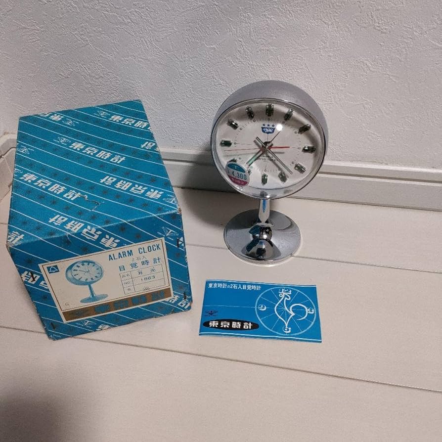 【当時物】東京時計　目覚まし　手巻き　月光　スペースエイジ　ゼンマイ　置き時計 Amazon.co.jp: 東京時計 目覚まし 手巻き 月光 スペースエイジ