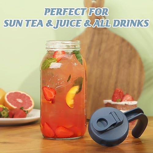 Miniatura 6 de Soligt Jarra Mason Jar de boca ancha de 2 cuartos de galón (1, azul marino hale)