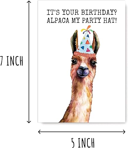 Miniatura 2 de OystersPearl It's Your Birthday Alpaca My Party Hat - Tarjeta de cumpleaños - Tarjeta de alpaca - Tarjeta de felicitación - Tarjeta divertida de