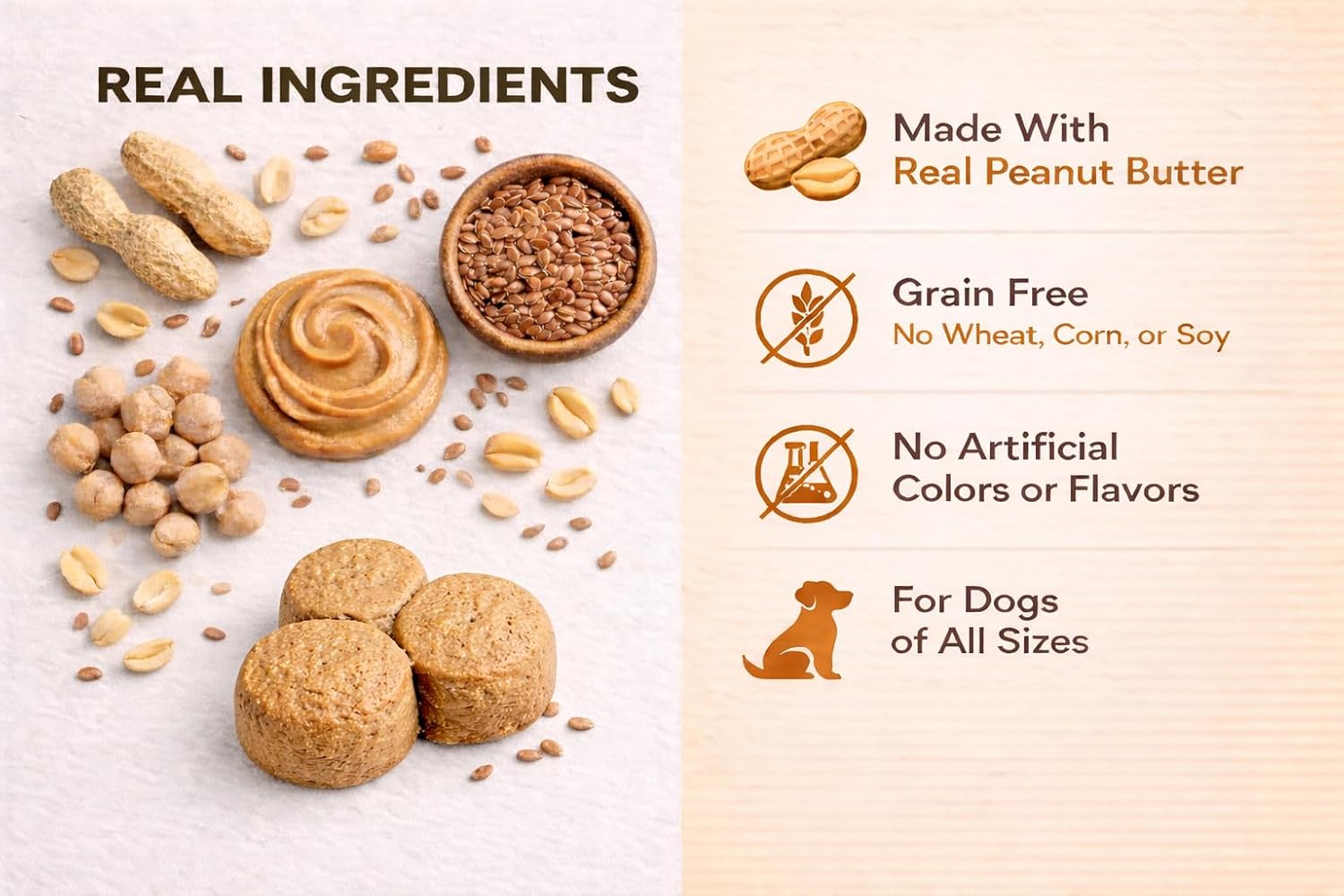 Grain Free Peanut Butter Dog Treats - Crunchy Dog Biscuits, Low Calorie Training Treats for Dogs - Clover-Shaped Dog Cookies for All Breeds & Puppies, No Wheat Corn Soy - 20oz