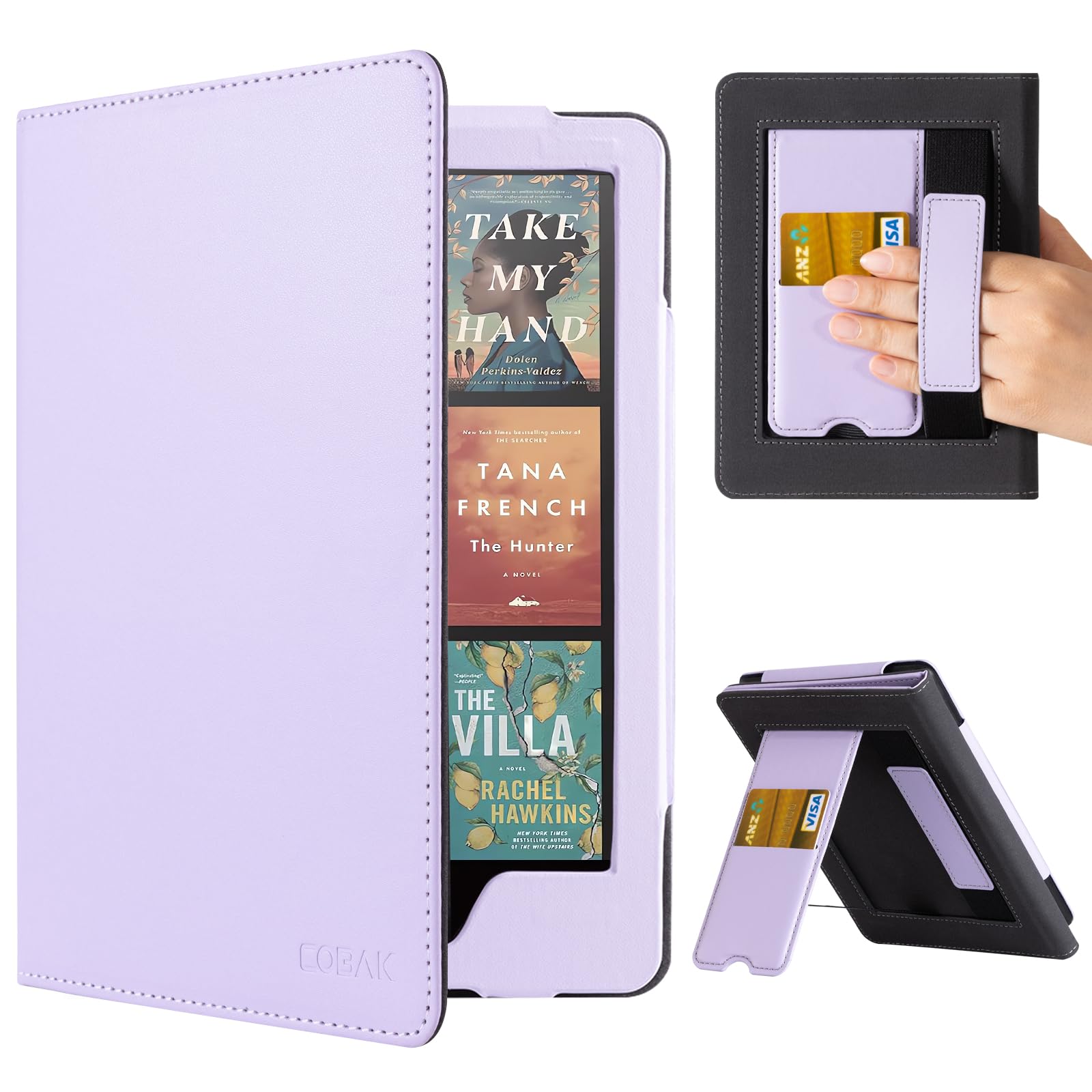 CoBak Case with Stand for Kindle Paperwhite 12th Gen 2024 Released (7") &amp; Kindle Colorsoft Signature Edition - Durable PU Leather Cover with Auto Sleep Wake, Card Slot, Hand Strap Feature