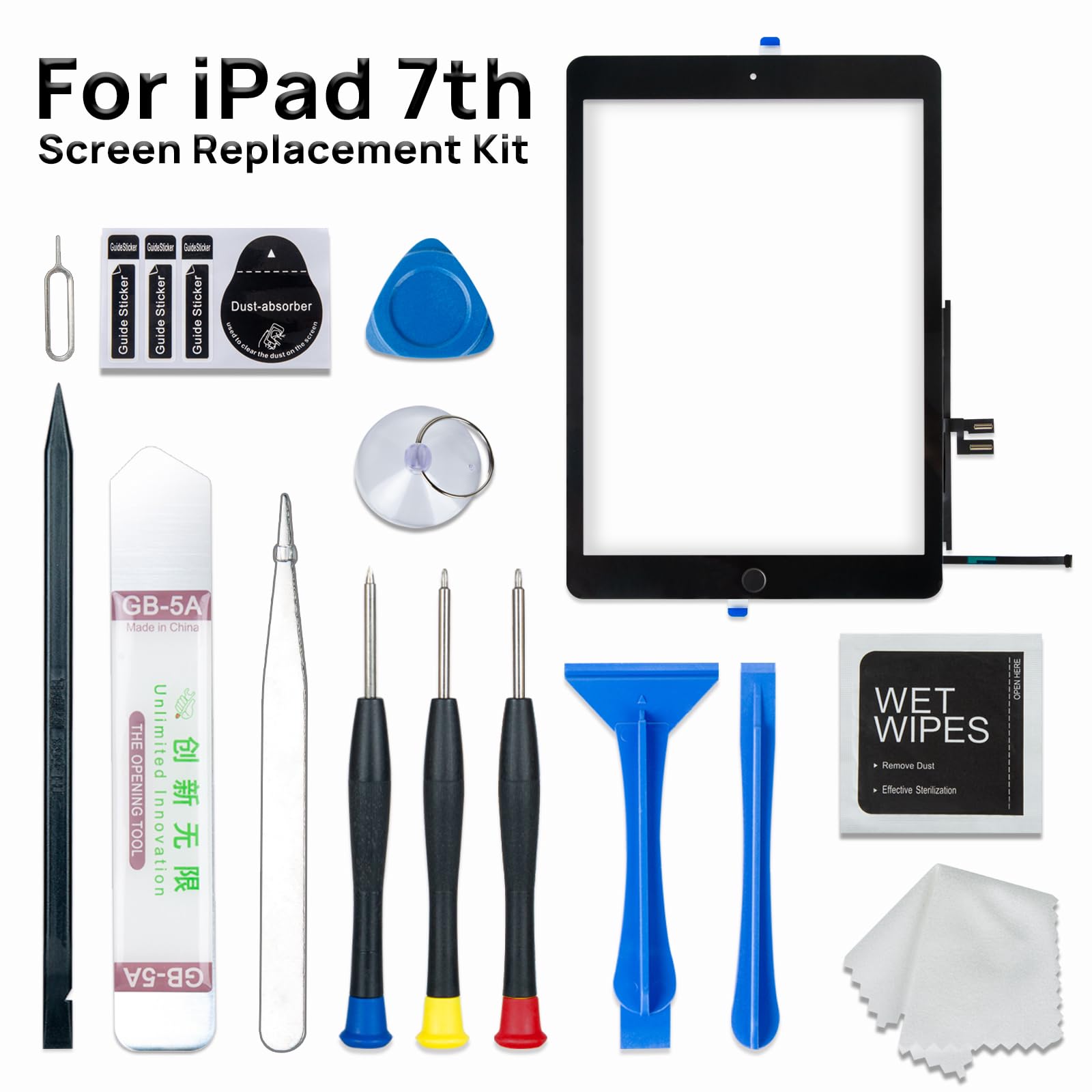 Écran tactile de rechange pour iPad 7 7e/8ème génération 2019 2020 10,2" pour 7ème ou 8ème génération A2197 A2198 A2200, A2270 A2428 A2429 A2430 avec bouton Home