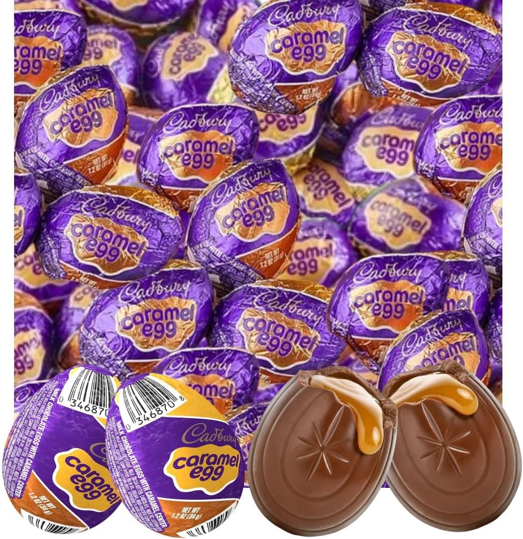 Sweetsome Cadbury Easter Milk Chocolate Eggs Filled with Caramel Cream, 1.2-Ounce Eggs - 24 Count Individually Wrapped in Foil - (Pack of 1)
