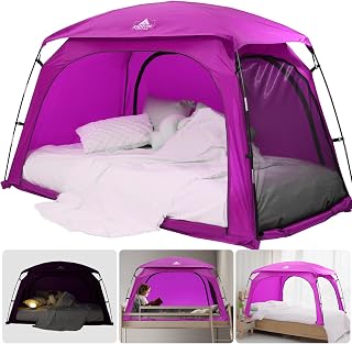 Twin Bed Tent for Girls, with Built-in Fan Pocket for Improved Airflow, CPC Certified Princess Bed Tent for Kids Privacy, Sleepover & Room Sharing, Lightweight & Easy Setup(Pink)