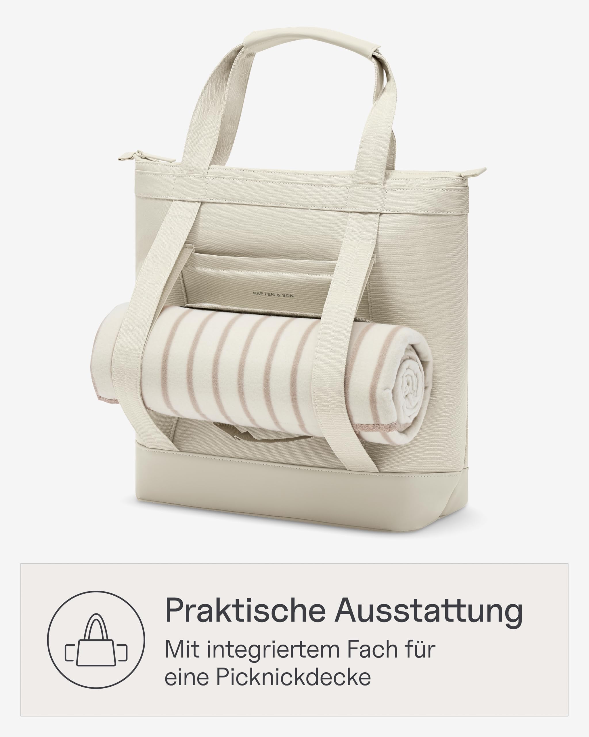 Kapten & Son Oulu Hybrid Cooler Bag Sandstone 23 L Outdoor Kühltasche | 23L Isoliertasche, Wasserabweisend & robust, Mit Picknickdecken-Fach & Flaschenöffner, Perfekt für Camping & Ausflüge