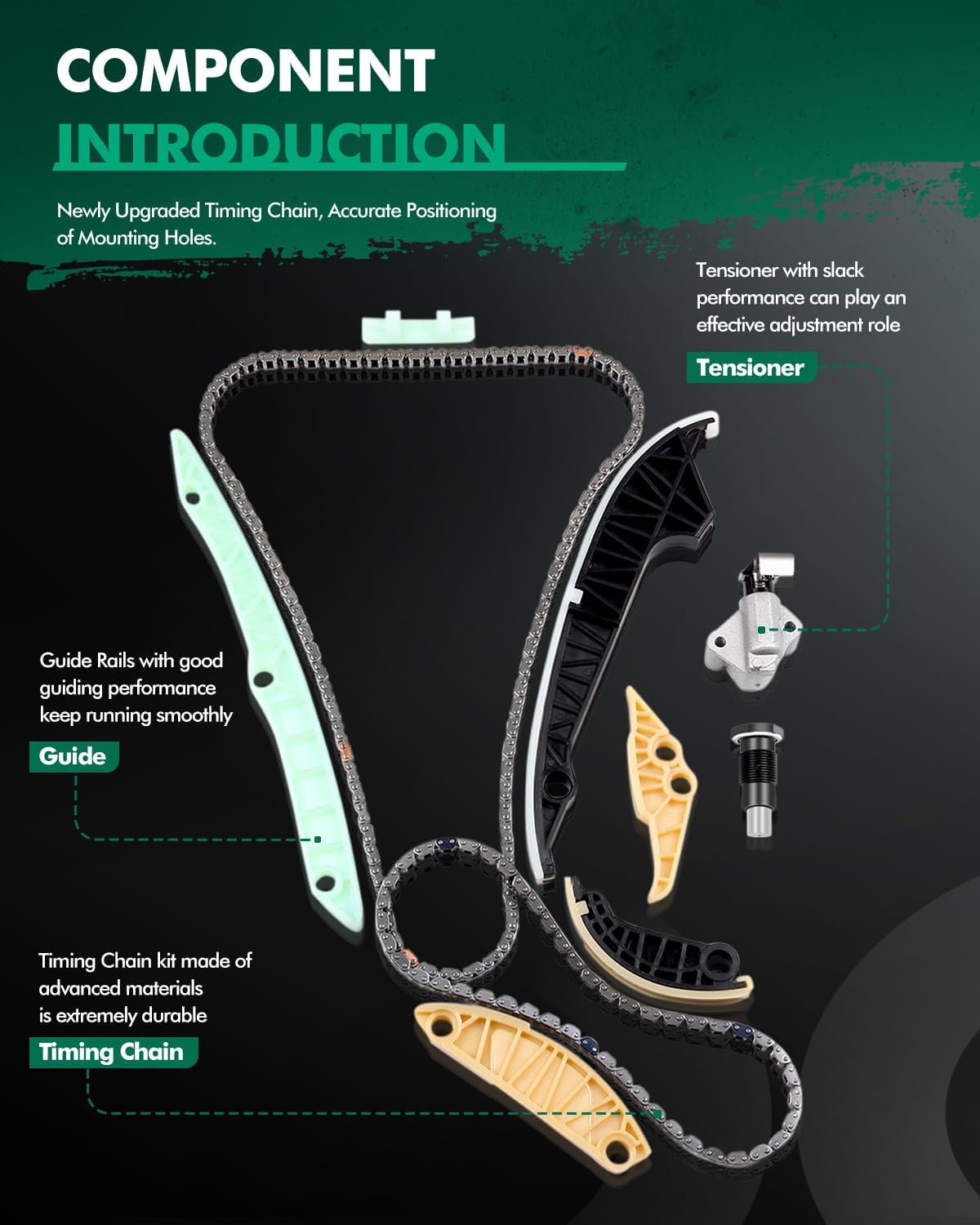 SCITOO Timing Chain Kit fit for Audi for allroad A3 A4 Quattro A5 A6 Eos Tiguan Jetta Passat CC TT 2.0L 06H109469AD