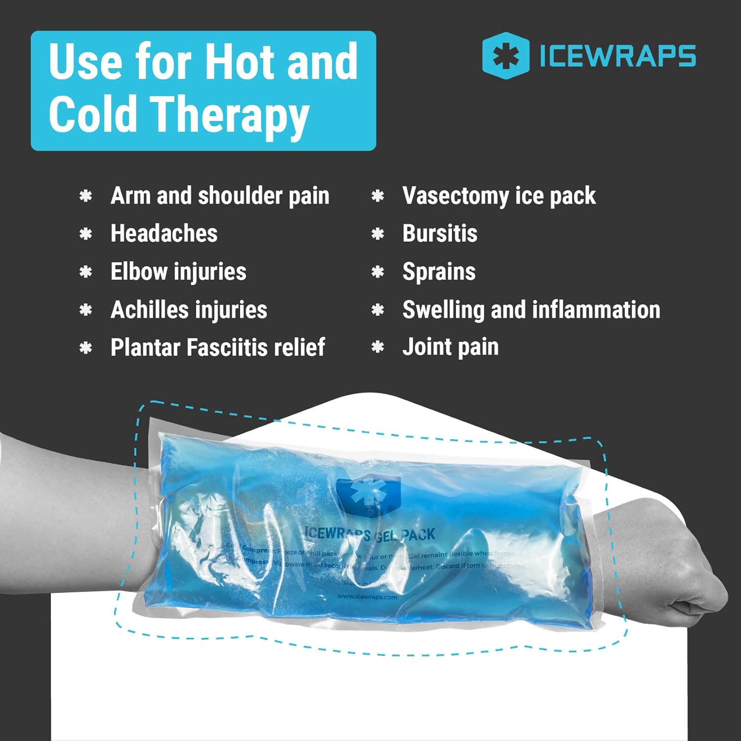 ICEWRAPS Extra Large 6x12 Gel Ice packs For Injuries Reusable and Small Round Gel Ice Packs for Injuries with Cloth Backing | For Sports Injuries and Physical Therapy | Kids Gel Ice Packs for Boo Boos