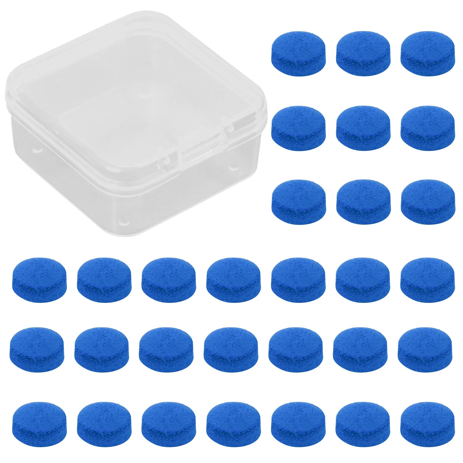 Udewo 30 Pieces Cue Tips, 10mm Pool Tips Snooker Tips Blue Diamond Snooker Cue Tips Leather Pool Cue Tips Billiard Tips Snooker Cue Replacement Tips Pool Stick Tips for Pool Cues and Snooker