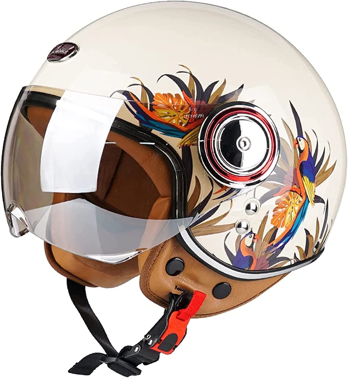 Casco Moto Jet Vintage Casco De Patinete Eléctrico Casco Moto De Scooter ECE Homologado para Mujer Hombre Adultos con Visera