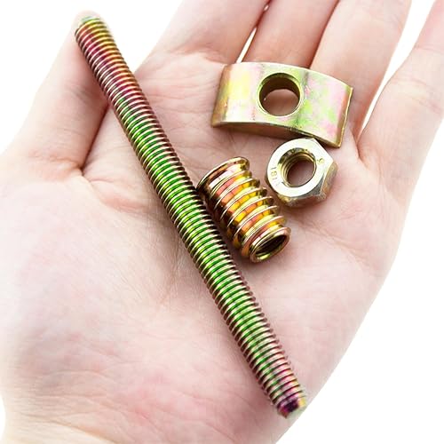 Miniatura 4 de TAODAN 6 piezas de accesorios de conexión de muebles de metal M8x100mm roscado varilla conector mesa cama montaje tornillo tuerca con arandela media