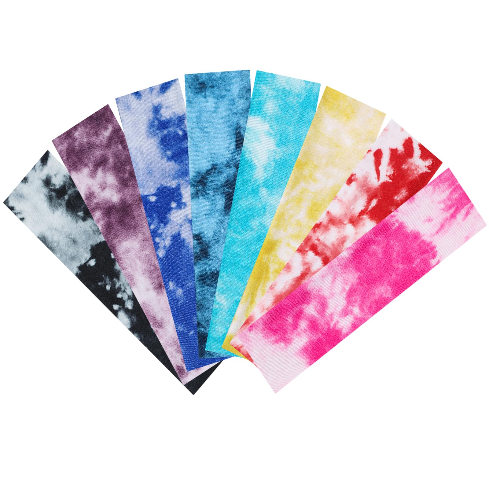 8 Pack Boho Headbands for Women, Tie Dye Hair Bands for Running Yoga Exercise Fashion Sweatbands-image-9