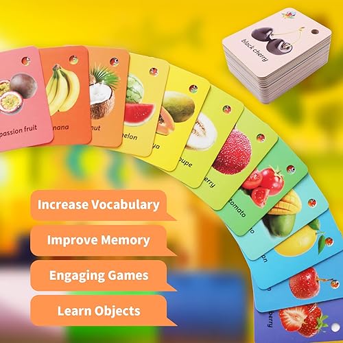 Miniatura 4 de 52 tarjetas flash de frutas para niños pequeños, palabras visuales con imágenes, tarjetas flash para jardín de infantes, actividades de aprendizaje