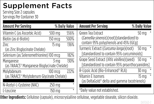 Miniatura 3 de Designs for Health Detox Antiox - Suplemento antioxidante para el hígado + desintoxicación con extracto de cúrcuma (curcumina), té verde, semilla de