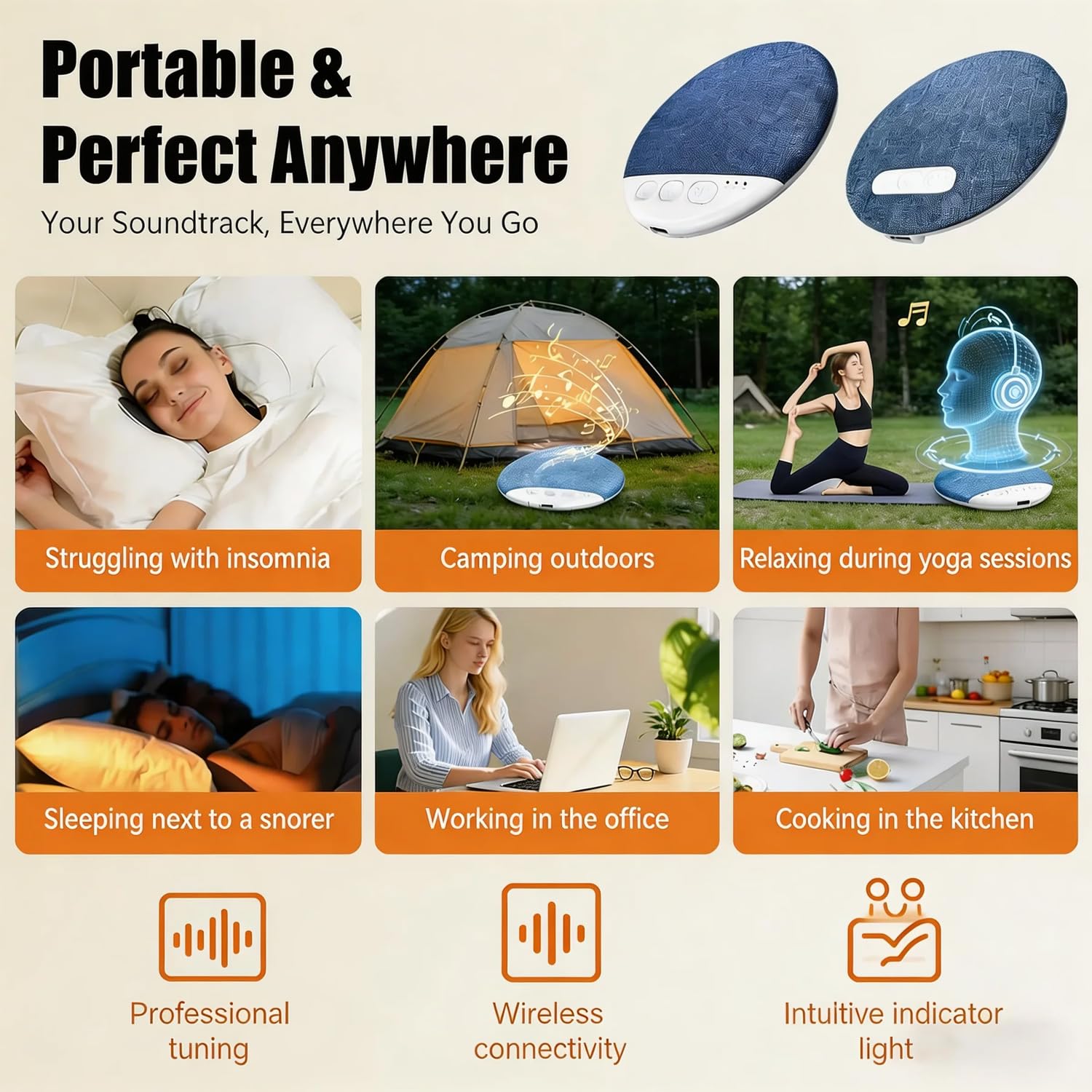 Pillow Speaker,2026 New Bluetooth Pillow Speaker,Mini Bone Conduction Sleep Aid with Stereo Bass with White Noise,Ultra-Thin Stereo Bass, for Adult Specialized Sleep Earphones 1PC(Blue) — view 7