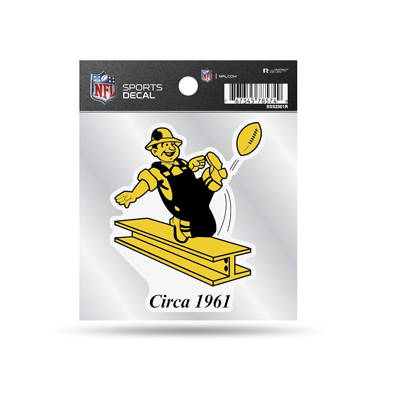 Adesivo automotivo NFL Retro 4x4 Pittsburgh Steelers Rico Industries, folha de 12,7 x 17,8 cm