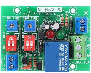 RD72-DC-12V Infinite Cycle ON Off Relay Module, DC 12V Adjustable Delay Time Trigger Delay Switch Infinite Loop Relay