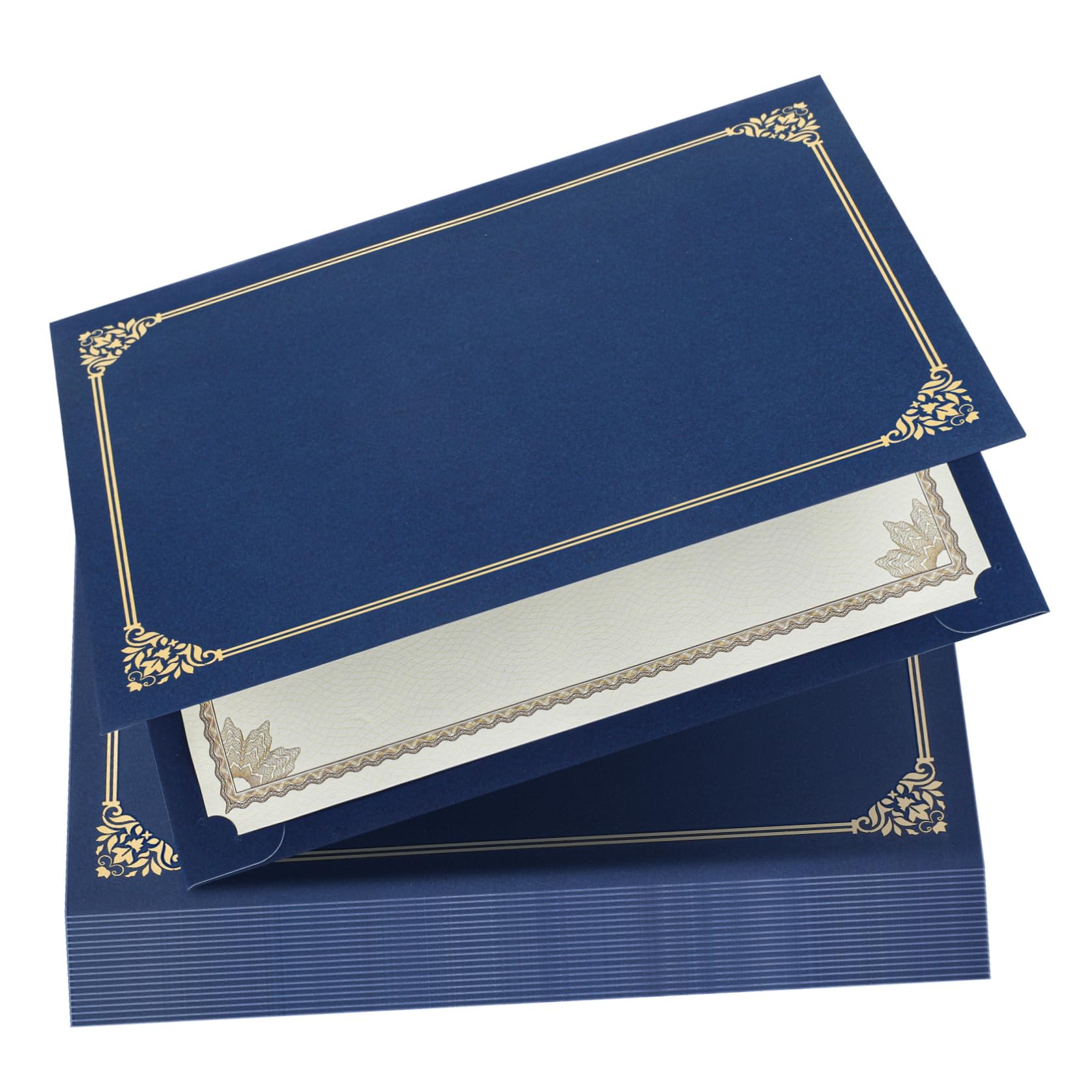 UKCOCO Copertine per Certificati, Diploma Cover, Bordo in Lamina d'Oro, 30 Pezzi, Angoli Pretagliati, Protezione per, Formato Standard 8,5 x 11, per Laurea