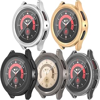 Wugongyan Case Compatible with Samsung Galaxy Watch 5 Pro 45mm (2022) Screen Protector Case Accessories Soft TPU Bumper Full Protection Cover Built-in HD Screen Film (5-Pack, 45mm)