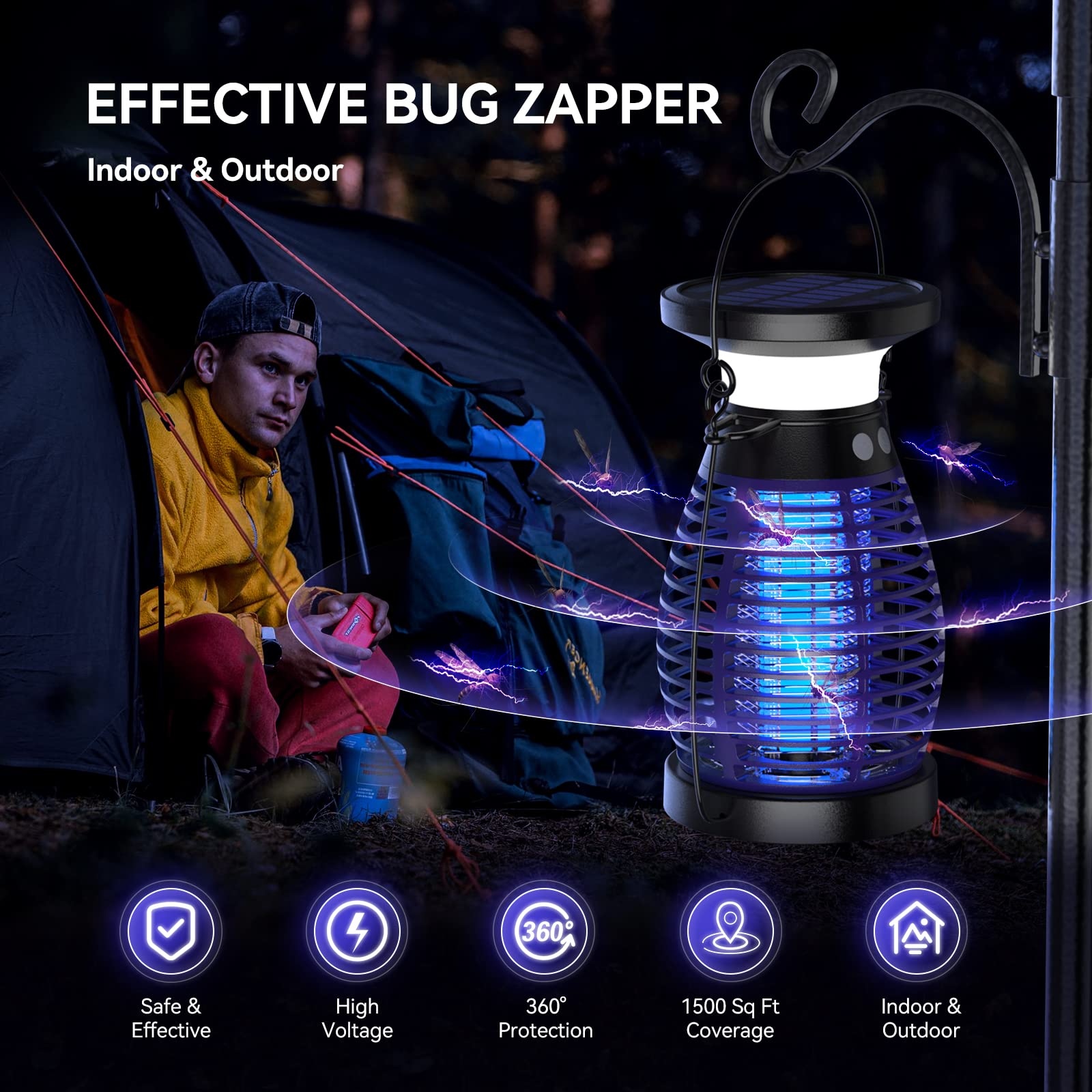 Lampe Anti Moustique LED 3800V - 3 Lampes, 10 Ans Durée De Vie, Tue-Mouches Électrique Pour Intérieur