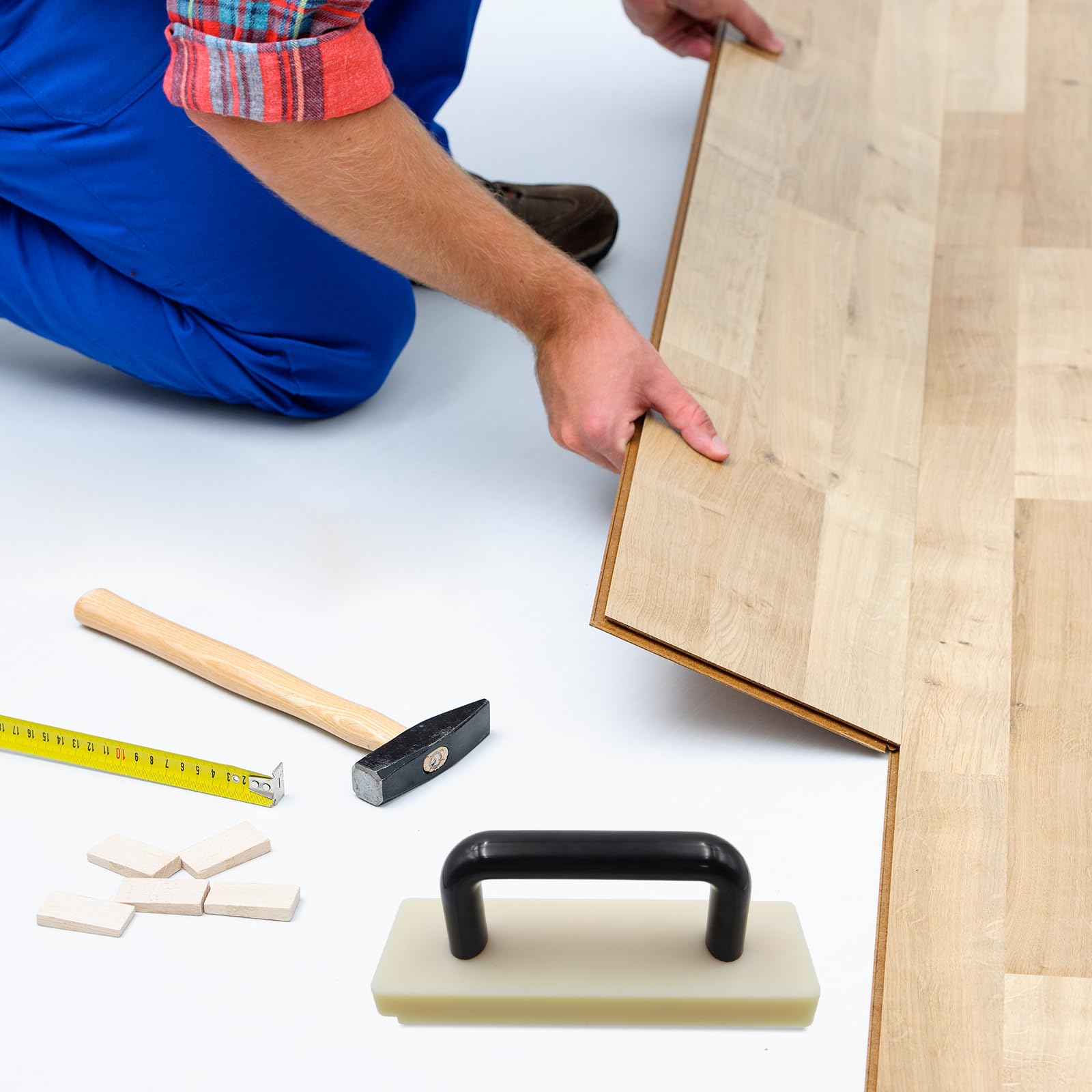 Bloque de Golpeteo de Suelos de Tablones de Vinilo Bloque de Golpeteo de Pisos con un Mango Grande Herramientas para Tarima Flotante para Suelos para Madera Dura Laminado (200 mm)