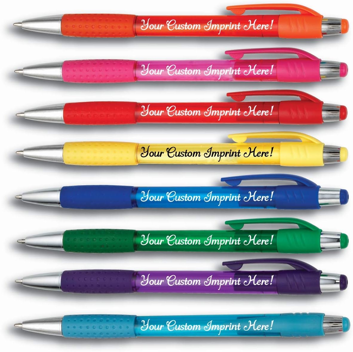 Express Pencils Personalized Ballpoint Pen - The Cutey Click Custom Printed - Full color Name/Logo/Text/Message with Personalization - 12 Qty (Translucent Assorted Colors)