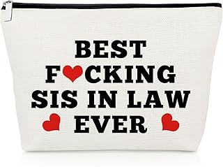 Funny Sister in Law Gifts from Sister in Law Makeup Bag Bonus Sister Novelty Appreciation Gifts for Unbiological Sister Cosmetic Bag Sister in Law Friends Gifts Christmas Birthday Gift Cosmetic Pouch