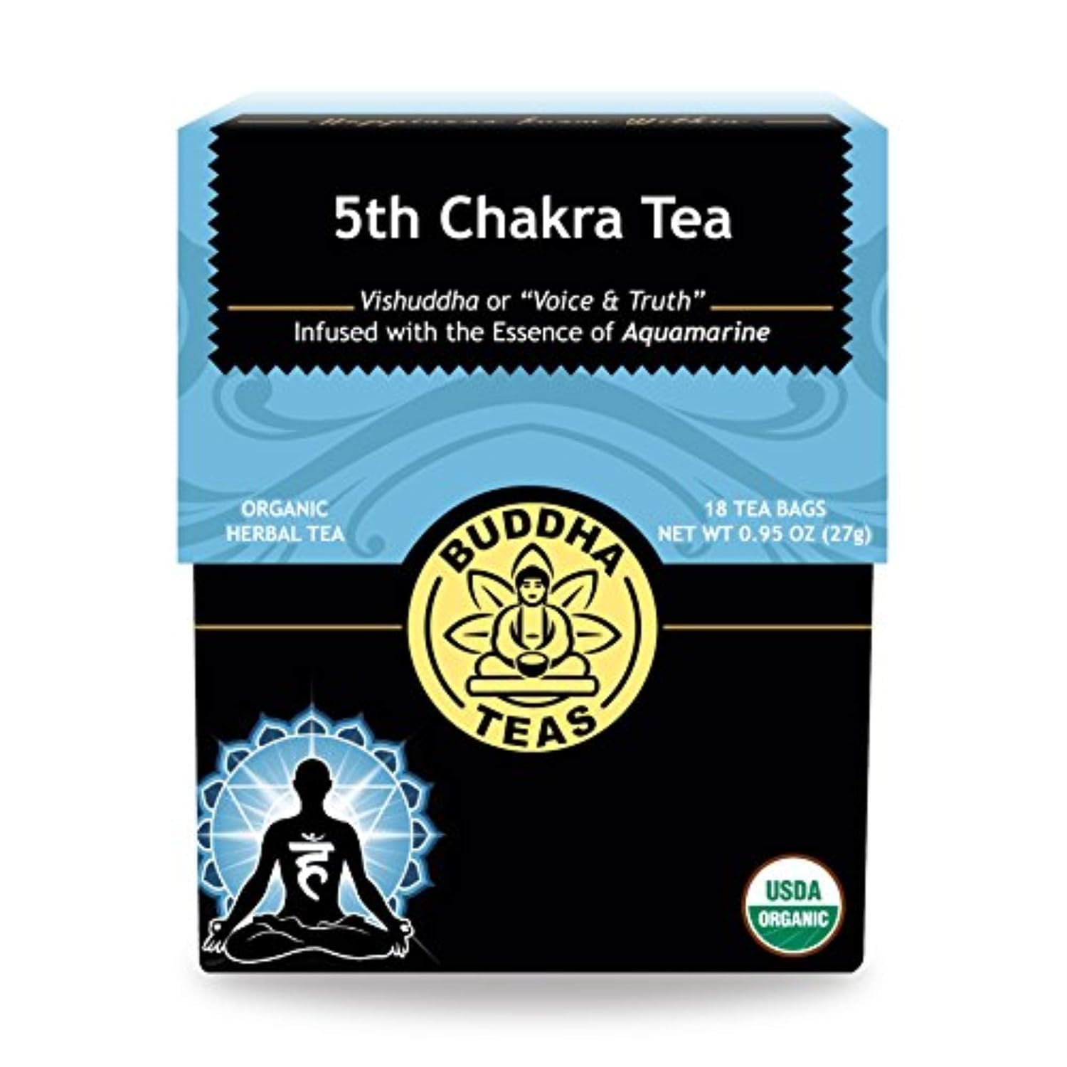 Buddha Teas Organic 5th Chakra Tea - OU Kosher, USDA Organic, CCOF Organic, 18 Bleach-Free Tea Bags