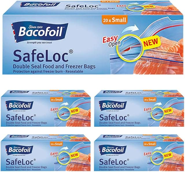 5 x Double Seal Resealable Bag 20 Small Lunch Sandwich Food Freezer