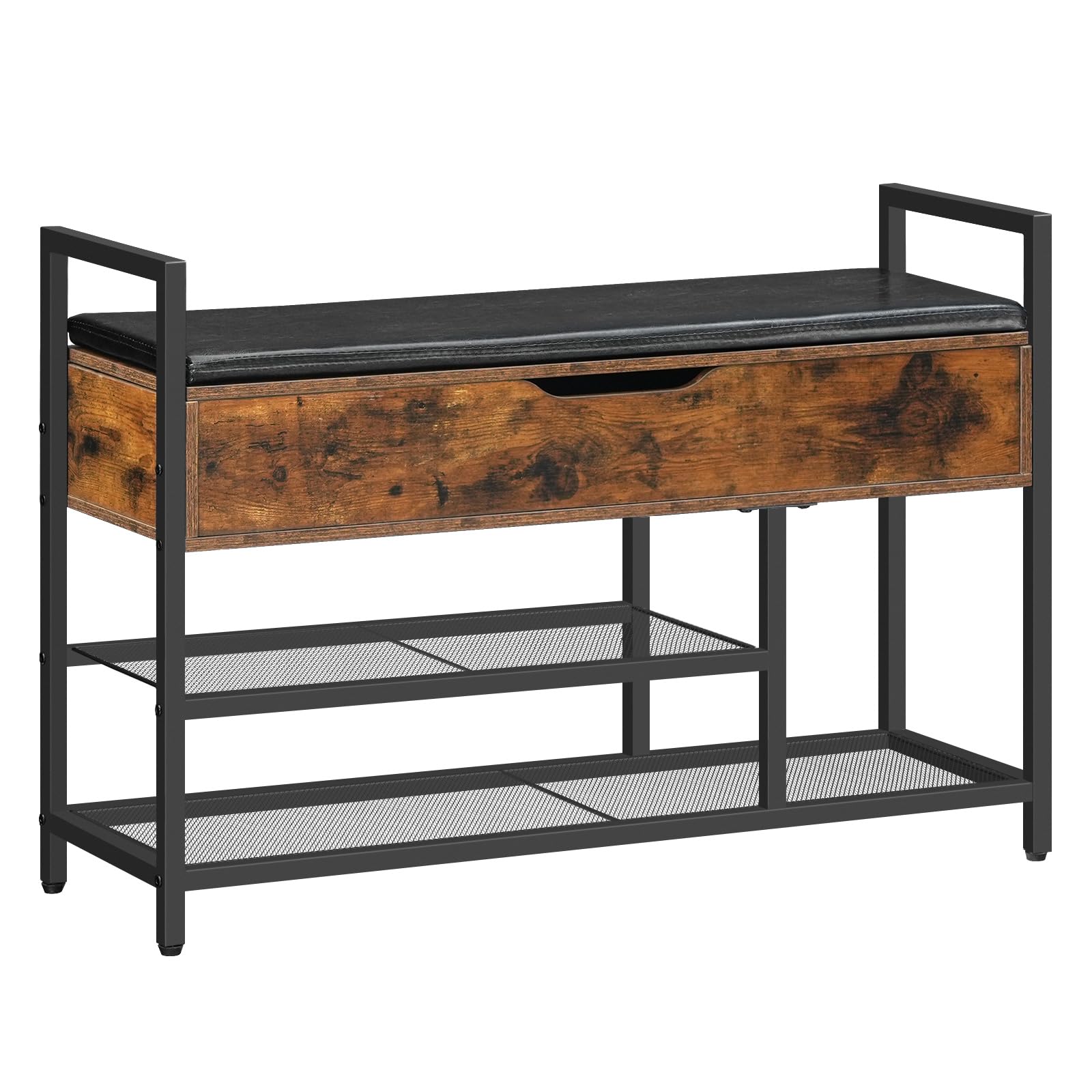 HOOBRO 2-Tier Bamboo Storage Bench - Farmhouse Style Entryway Bench For Shoes, Living Room, Hallway - View #4