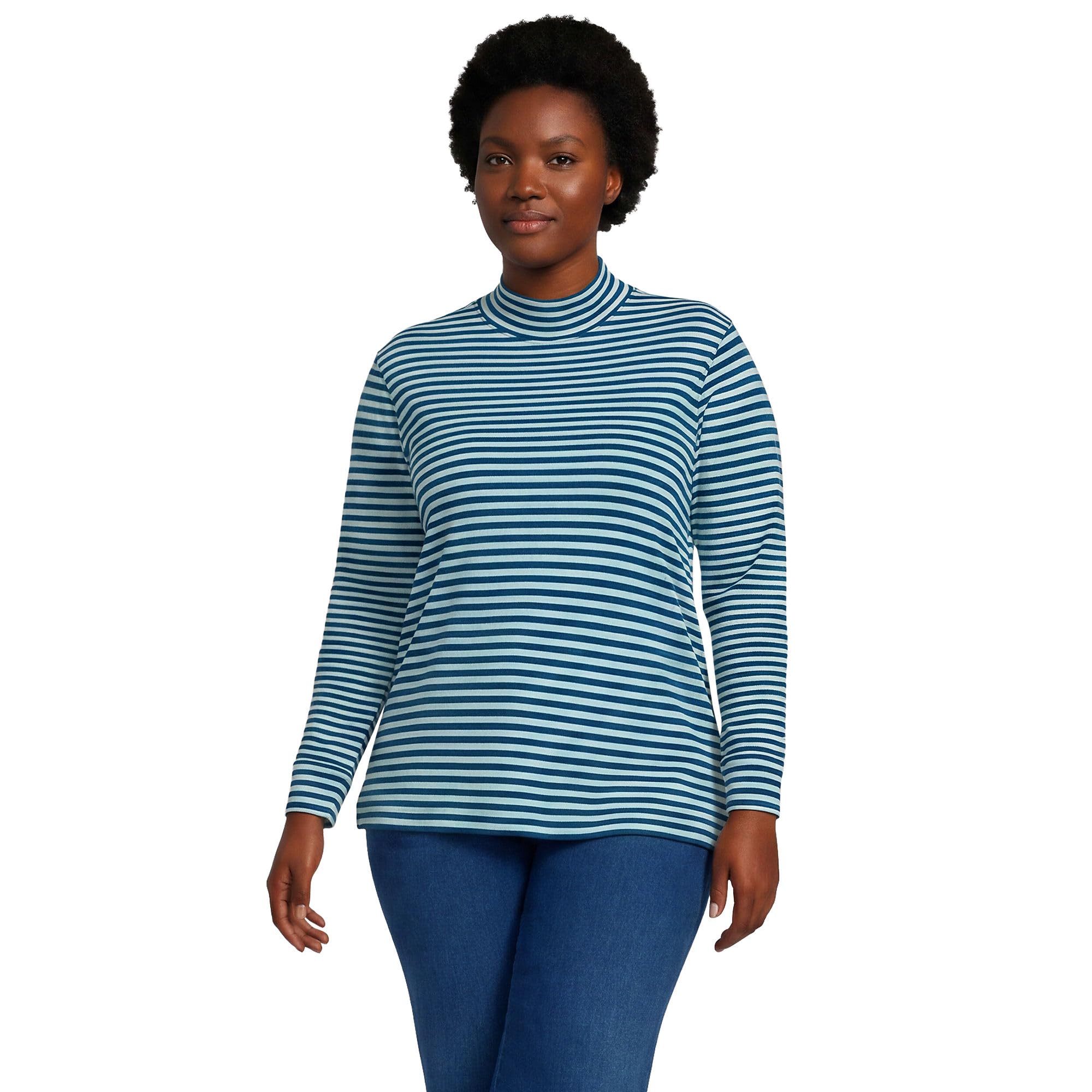 Lands' End Women's Cotton Mock Turtleneck