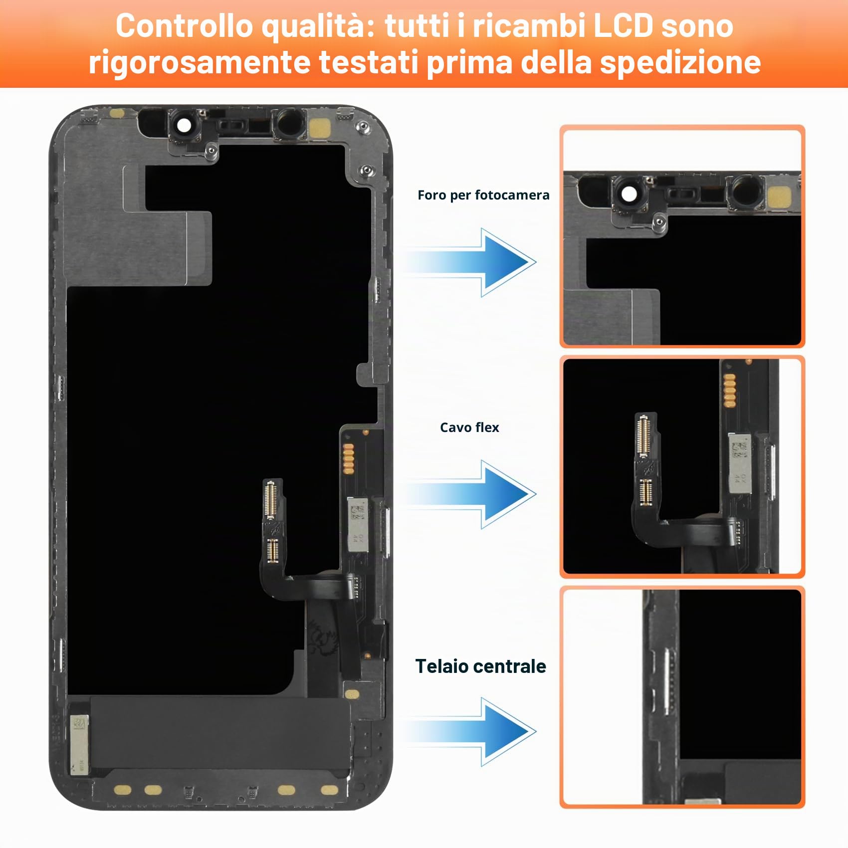 Display LCD per iPhone 12 A2403 A2172 A2402 Schermo LCD per iPhone 12 Pro A2407 A2341 A2406 6.1 Pollici Schermo Touchscreen Digitizer Assembly con Riparazione, Nero Incell
