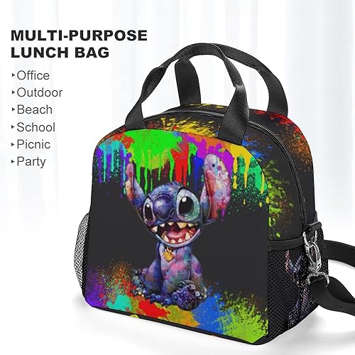 Miniatura 4 de ALAIAS Bolsa de almuerzo portátil de dibujos animados, bonita bolsa de mano para viajes, picnic, oficina, deportes al aire libre