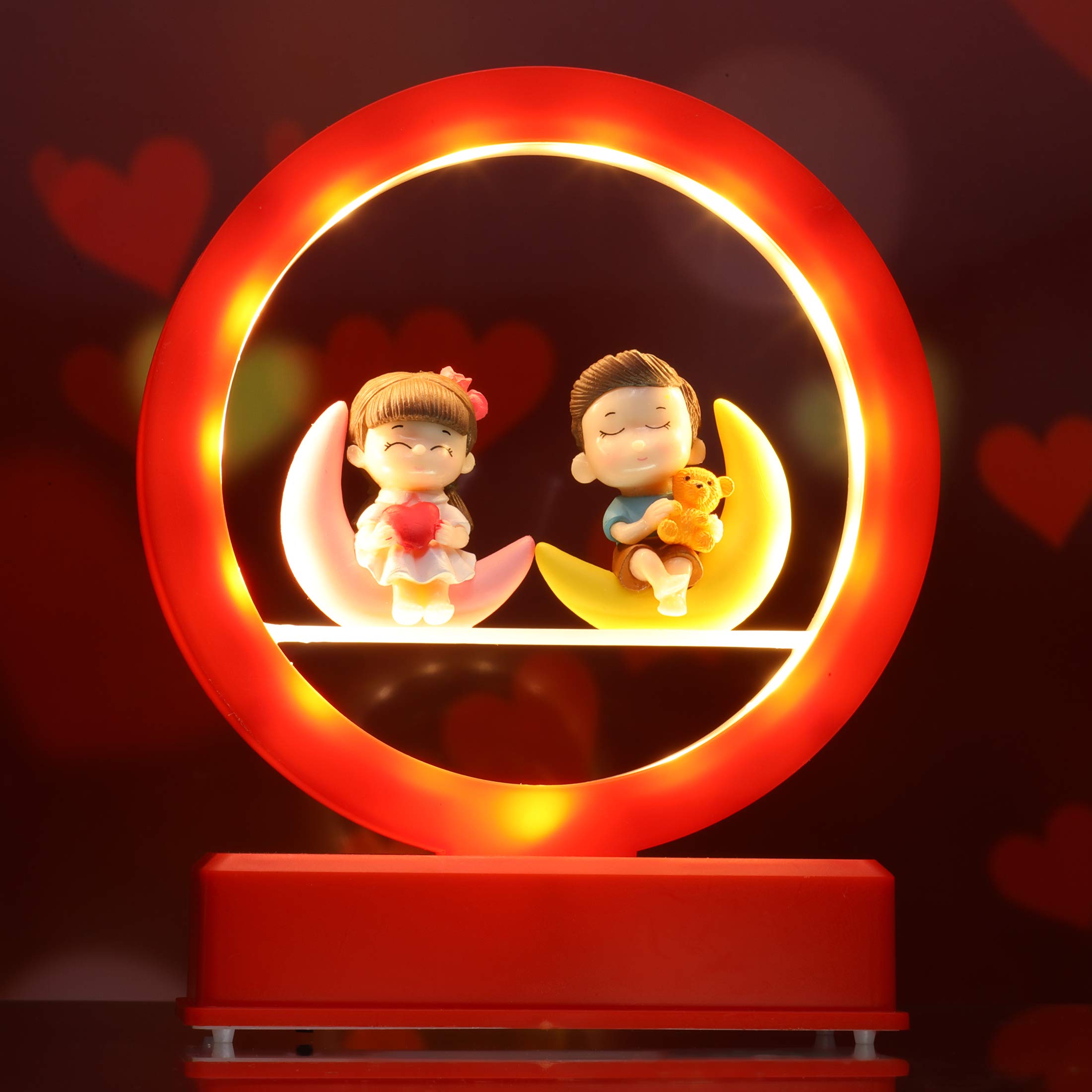 TIED RIBBONSBirthday Wedding Gift for Girlfriend Boyfriend Husband Wife Men Women Romantic Love Couple with LED Light Decorative Showpiece Statue for Home Decor Living Room Bedroom Decoration Items