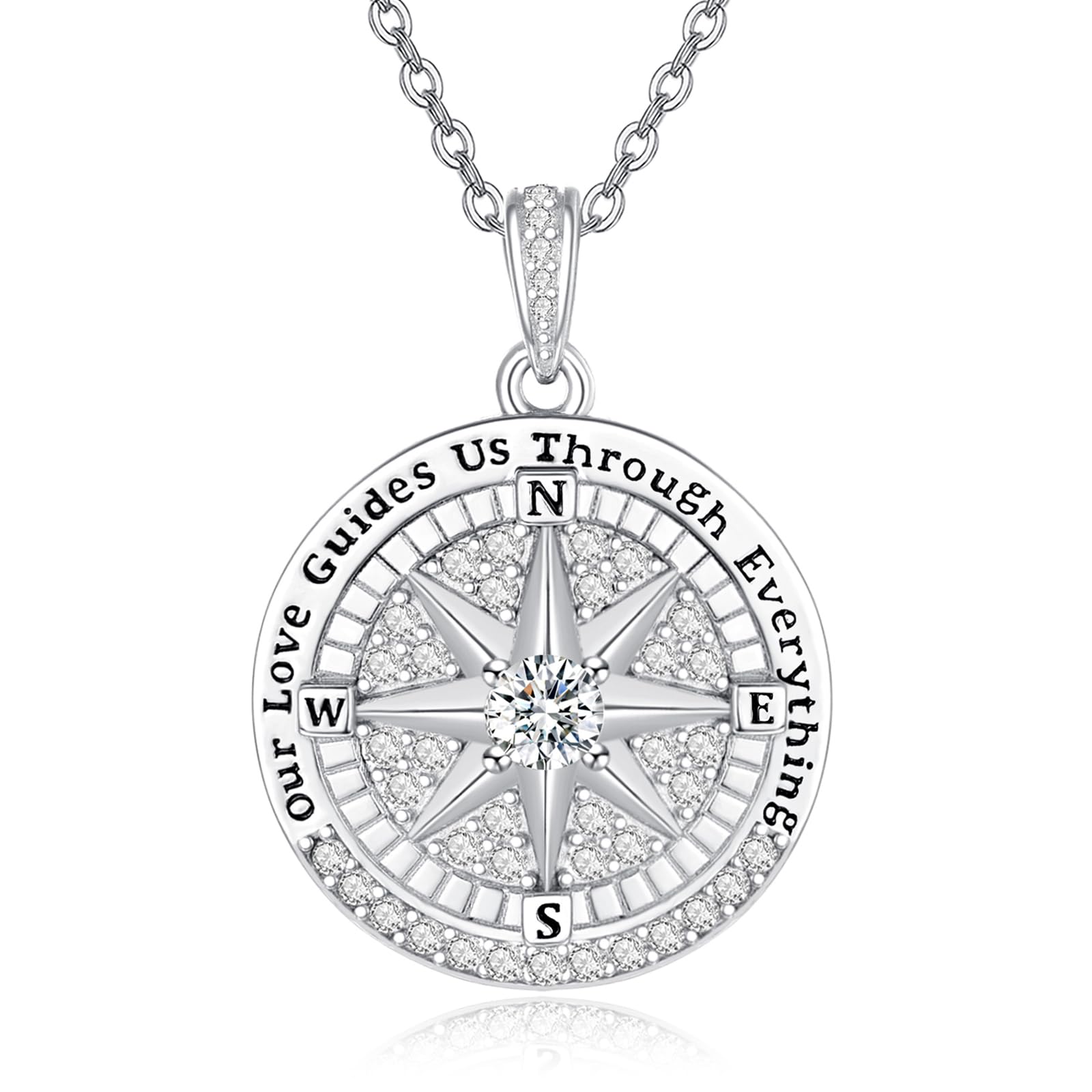 AENEAS Compass Necklace for Women sterling silver Compass Pendent Necklace Romantic Christmas Xmas Compass Jewelry Gifts for Her Mom Wife