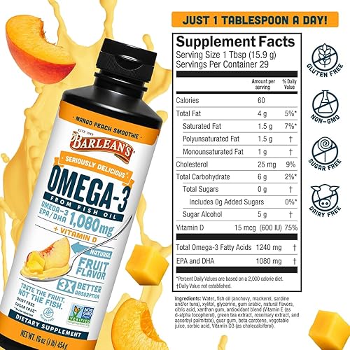 Miniatura 6 de De Barlean Aceites Orgánicos Aceite de Pescado Omega Swirl, 16 onzas, BAR-60010, 16 onza, 1, 1