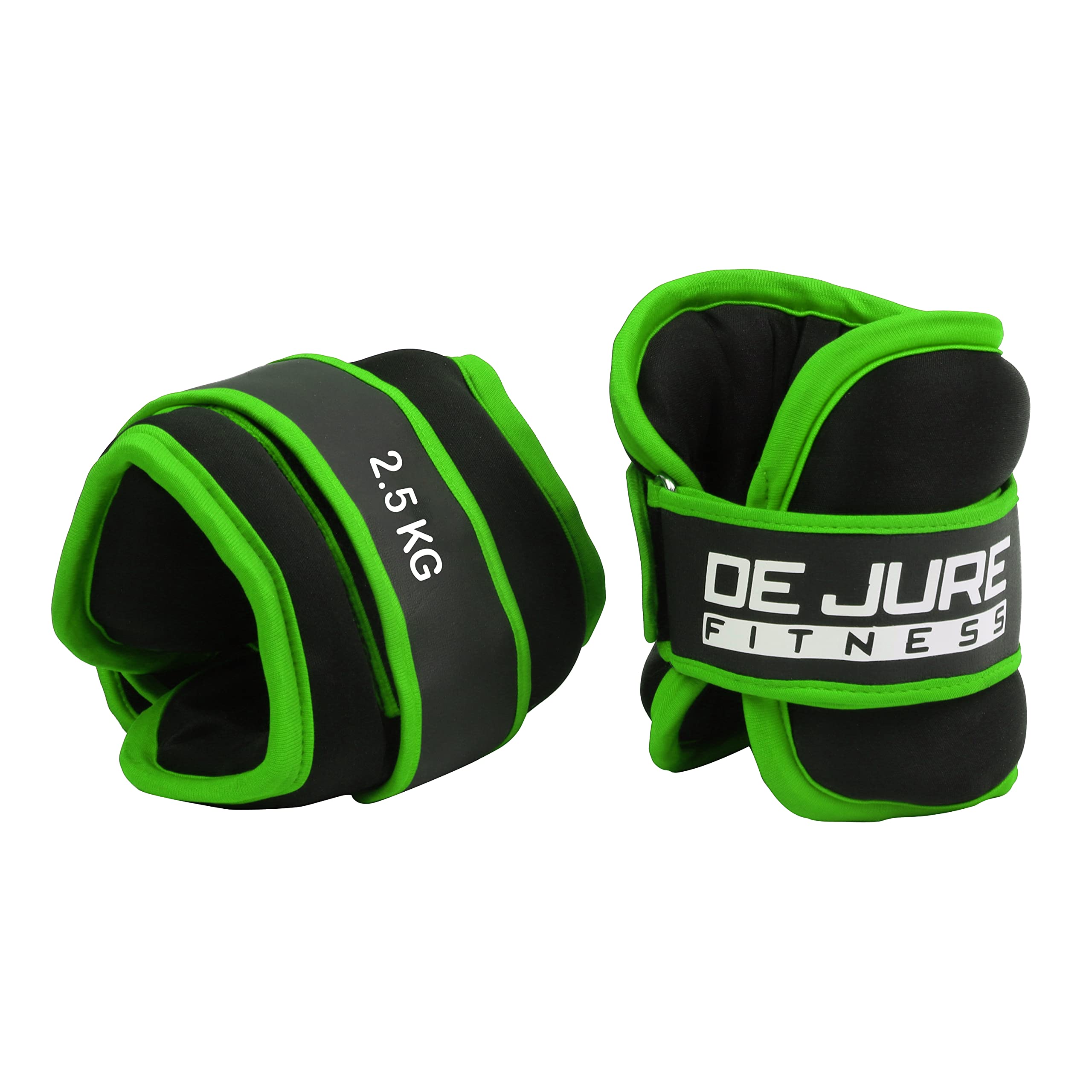 DE JURE FITNESS Ankle & Wrist Weight Set, Adjustable Strap, 2.5KG Pair (2.5Kg x 2 = 5kg) (P) (Green-Black)