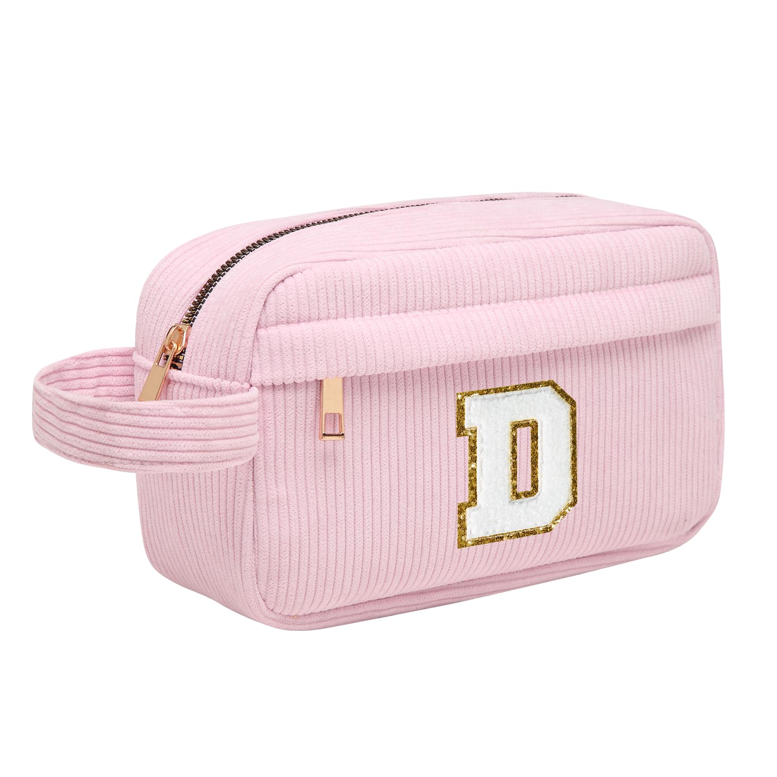 Neceser Maquillaje Mujer Personalizado Inicial, Bolsa de Cosméticos de Viaje, Gran Capacidad Neceser de Maquillaje de Pana, Regalo Cumpleaños Navidad para Mujeres Novias Mejores Amigas, Rosa L — view 49