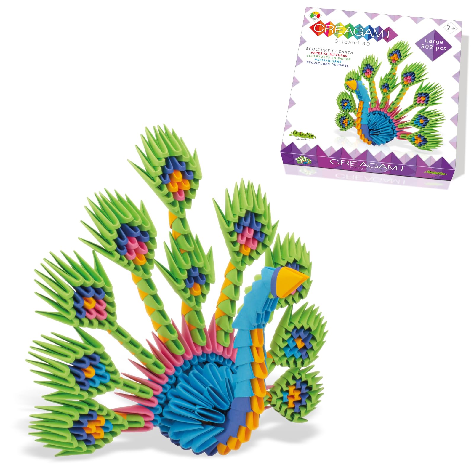 Creagami Peacock Origami Set - Large 3D Modular Paper Art Kit for Creative Exploration, Clear