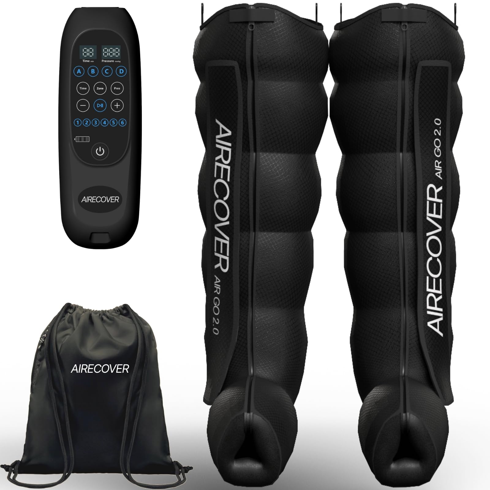 Recovery Boots,Pressoterapia Linfodrenaggio,Massaggiatore Gambe Wireless per Dolori e Circolazione, Rilassamento Muscolare & Recupero, con 6 Camere, 30-250 mmHg, 4 Modalità, Batteria 3h (L)