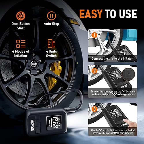 Miniatura 3 de Inflador de neumáticos, compresor de aire portátil, bomba de aire portátil de 150 PSI para automóvil, bicicleta, motocicleta, pelota, bomba